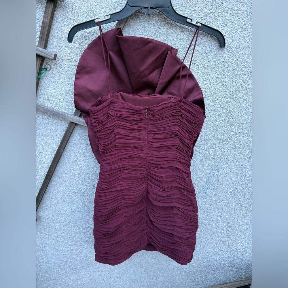 MAGDA BUTRYM X H&M ROSE APPLIQUÉ GATHERED DRESS in Burgundy - Picture 9 of 13